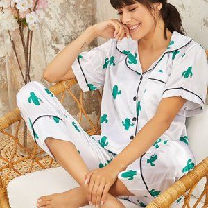 cactus pajama set, with tag